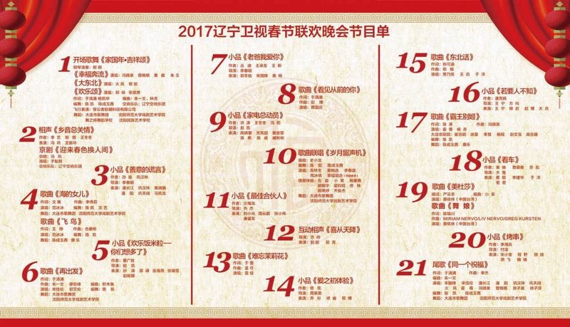 2017辽宁卫视春节联欢晚会节目单曝光 范冰冰将连唱两曲